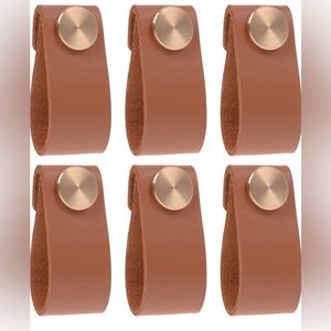 6 Pieces Handmade Leather Multi Drawer Pull Genuine Leather